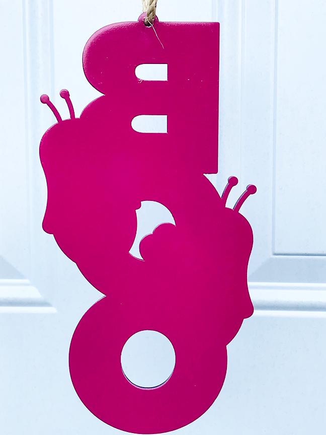 Halloween Sign: Boo Bee – Magenta Pink Marbled