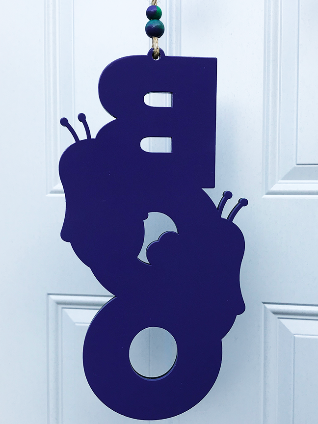 Halloween Sign: Boo Bee – Purple and Green Swirl