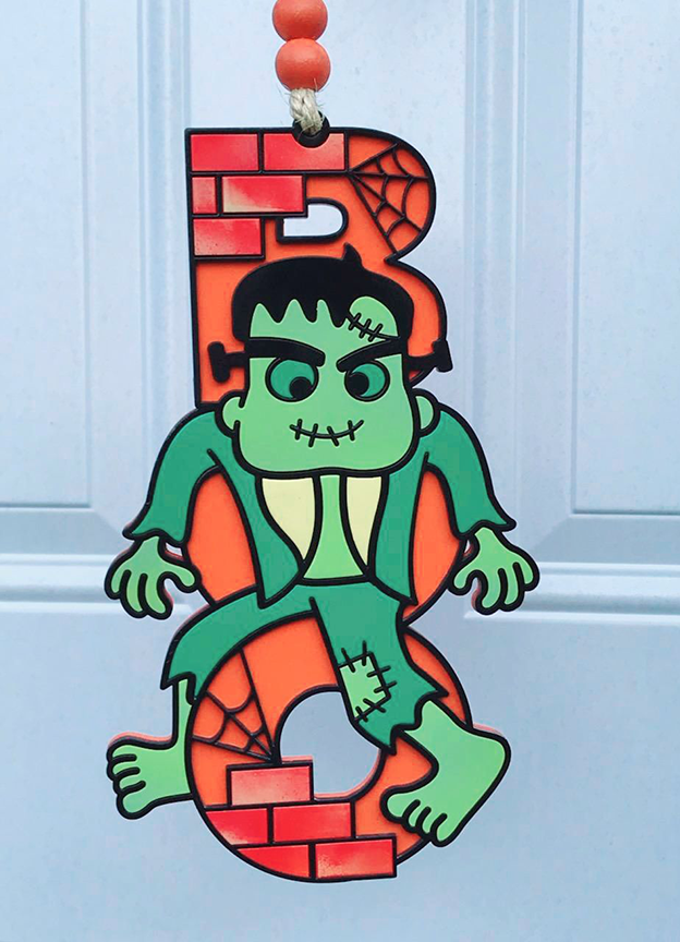 Halloween Sign: Boo Frankenstein – Orange