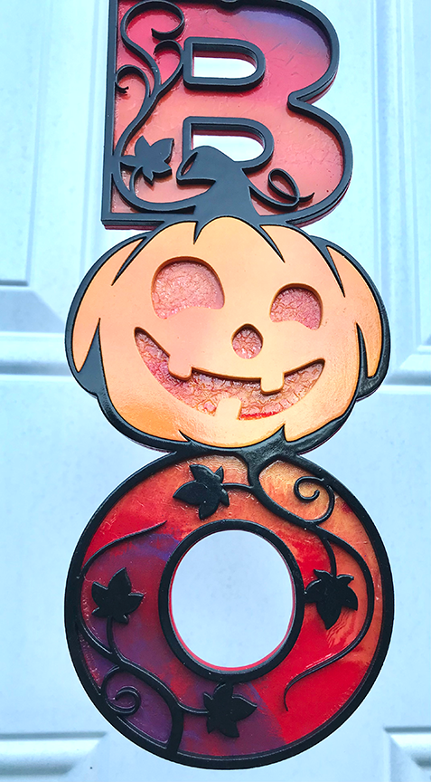 Halloween Sign: Boo Pumpkin – Red, Orange, and Purple Sunset Fade ***TEXTURED***