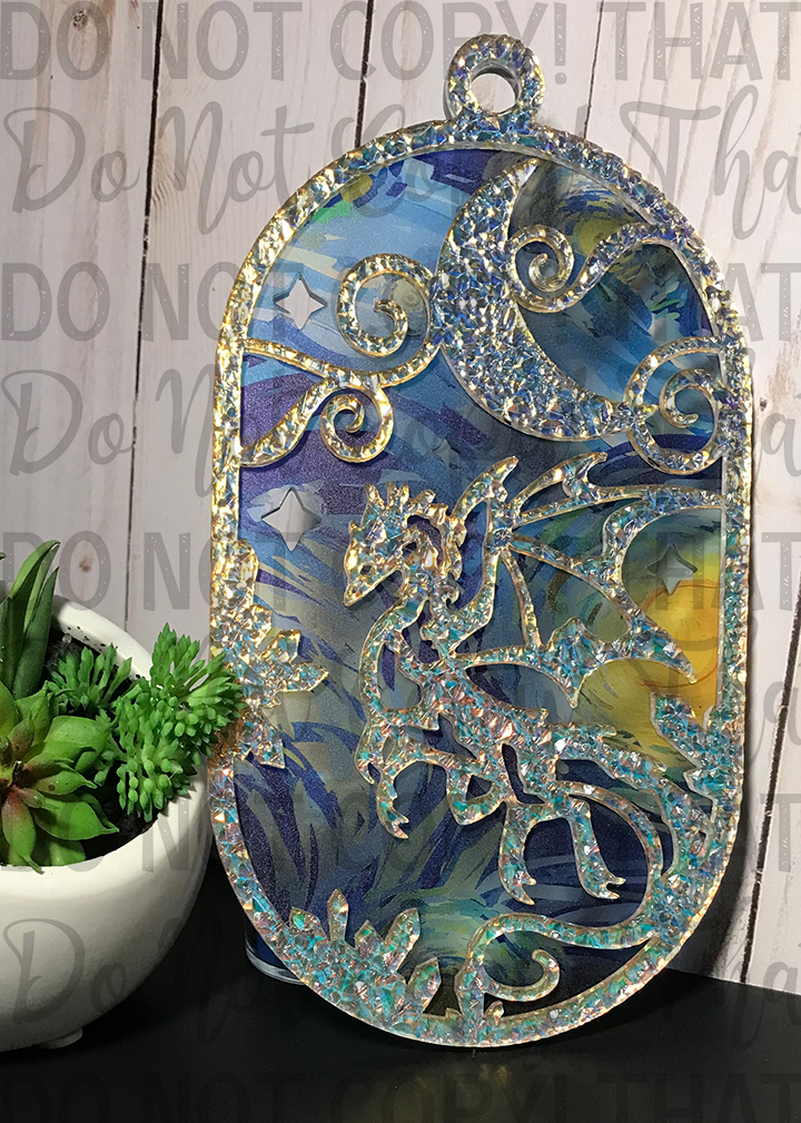Suncatcher: Dragon - Double Textured Iridescent