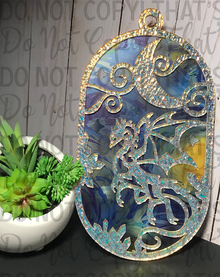 Suncatcher: Dragon - Double Textured Iridescent