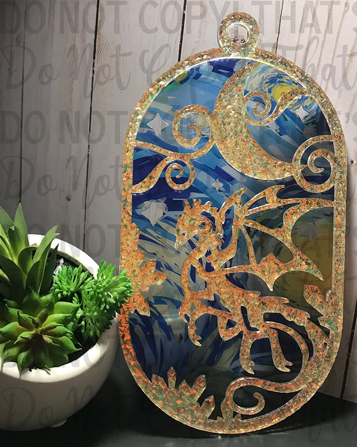Suncatcher: Dragon - Double Textured Iridescent