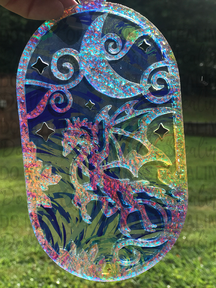 Suncatcher: Dragon - Double Textured Iridescent