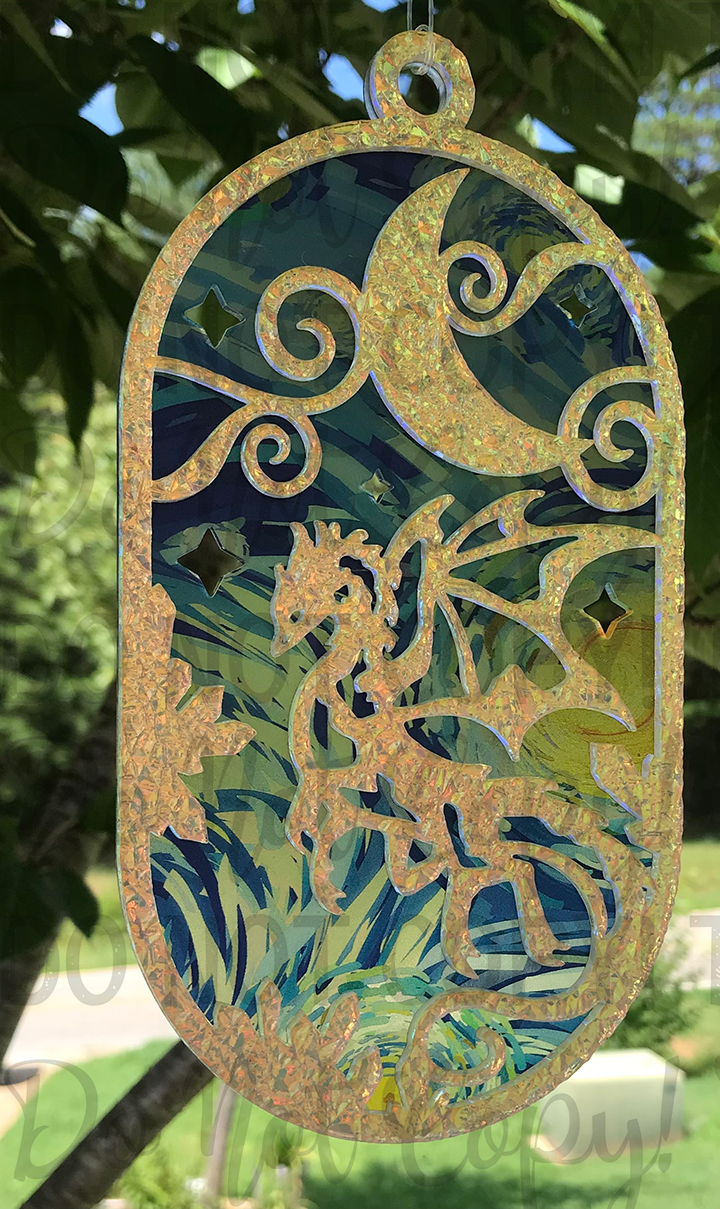 Suncatcher: Dragon - Double Textured Iridescent