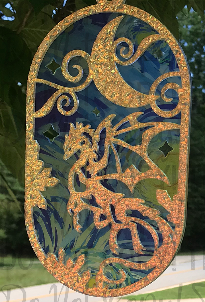 Suncatcher: Dragon - Double Textured Iridescent