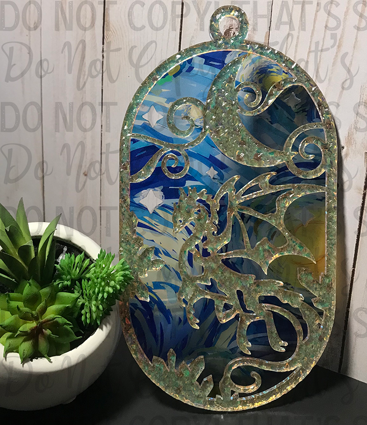 Suncatcher: Dragon - Double Textured Iridescent