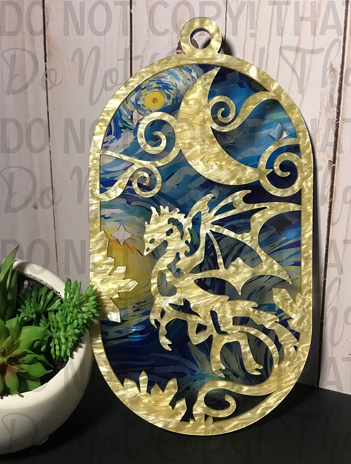 Suncatcher: Dragon - Double Yellow Pearl