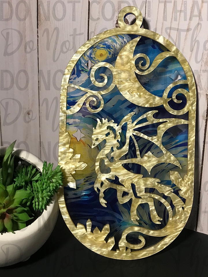 Suncatcher: Dragon - Double Yellow Pearl