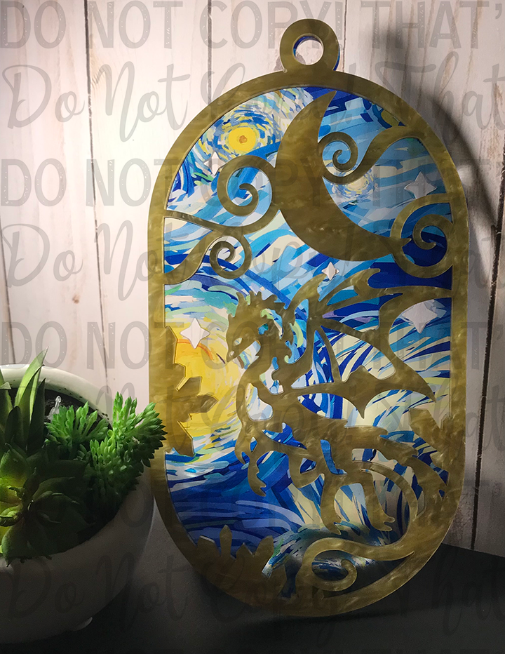Suncatcher: Dragon - Double Yellow Pearl