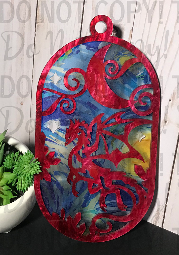 Suncatcher: Dragon - Double Red Pearl