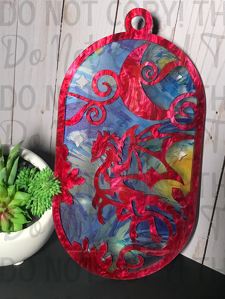 Suncatcher: Dragon - Double Red Pearl