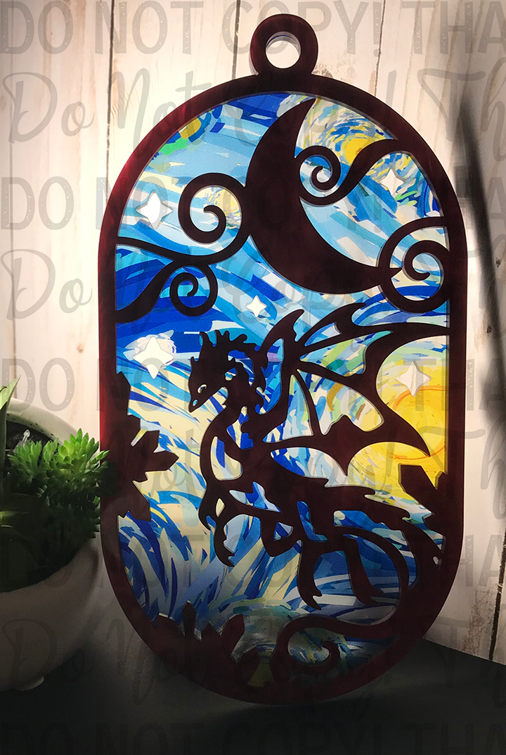 Suncatcher: Dragon - Double Red Pearl