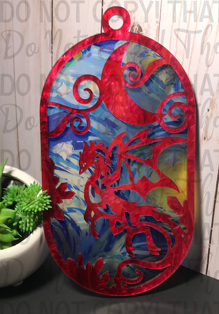 Suncatcher: Dragon - Double Red Pearl
