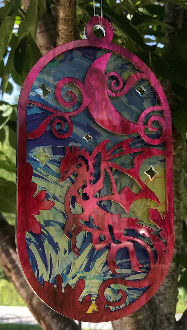 Suncatcher: Dragon - Double Red Pearl