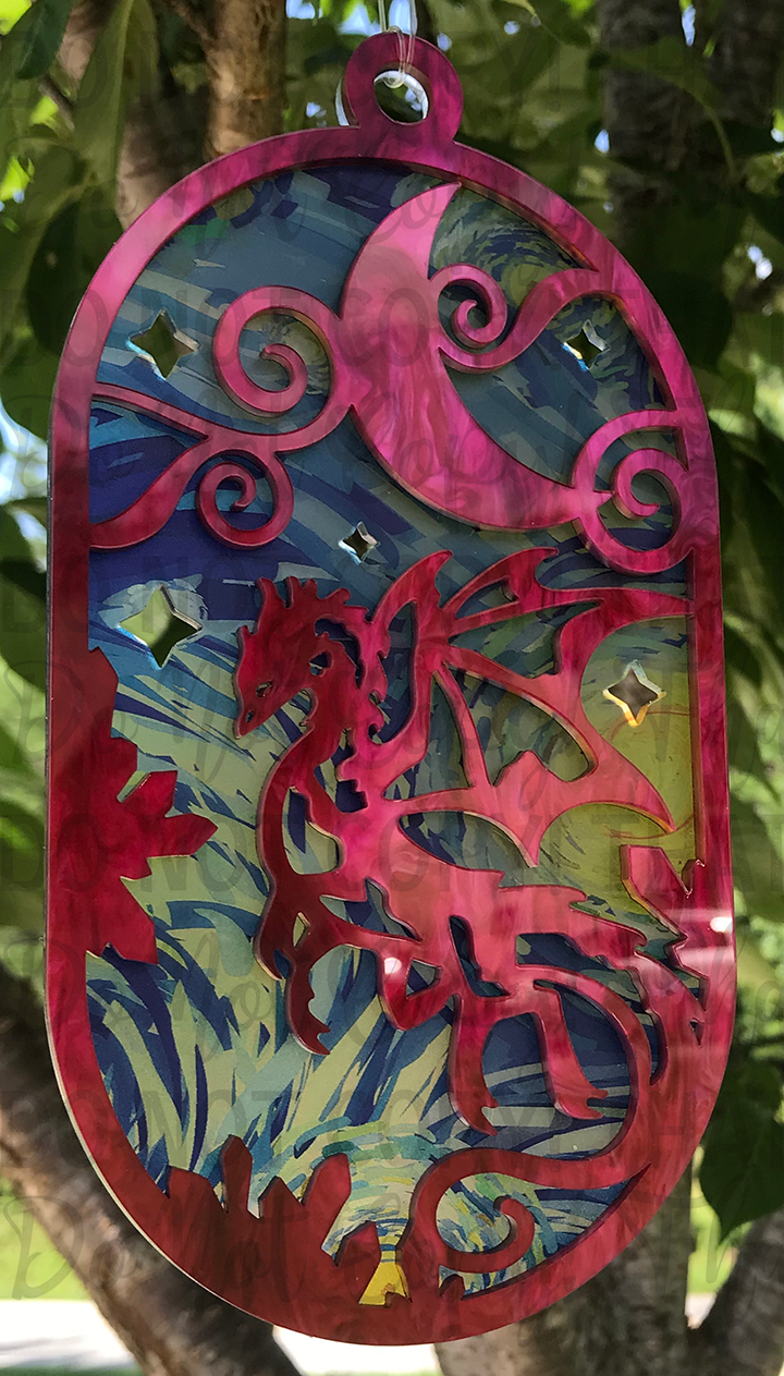 Suncatcher: Dragon - Double Red Pearl