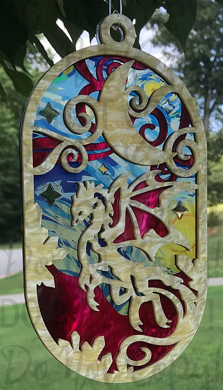 Suncatcher: Dragon - Yellow Pearl over Red Pearl