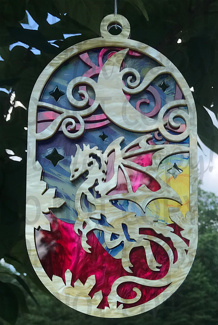 Suncatcher: Dragon - Yellow Pearl over Red Pearl