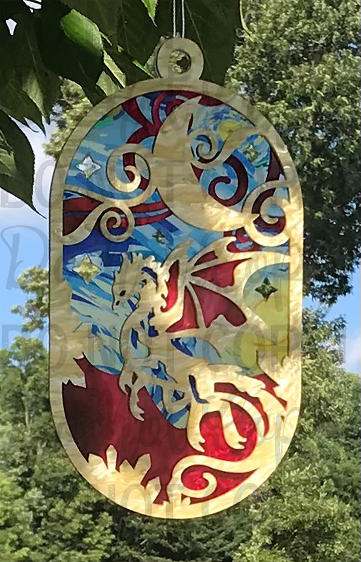 Suncatcher: Dragon - Yellow Pearl over Red Pearl