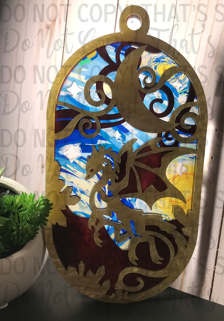 Suncatcher: Dragon - Yellow Pearl over Red Pearl