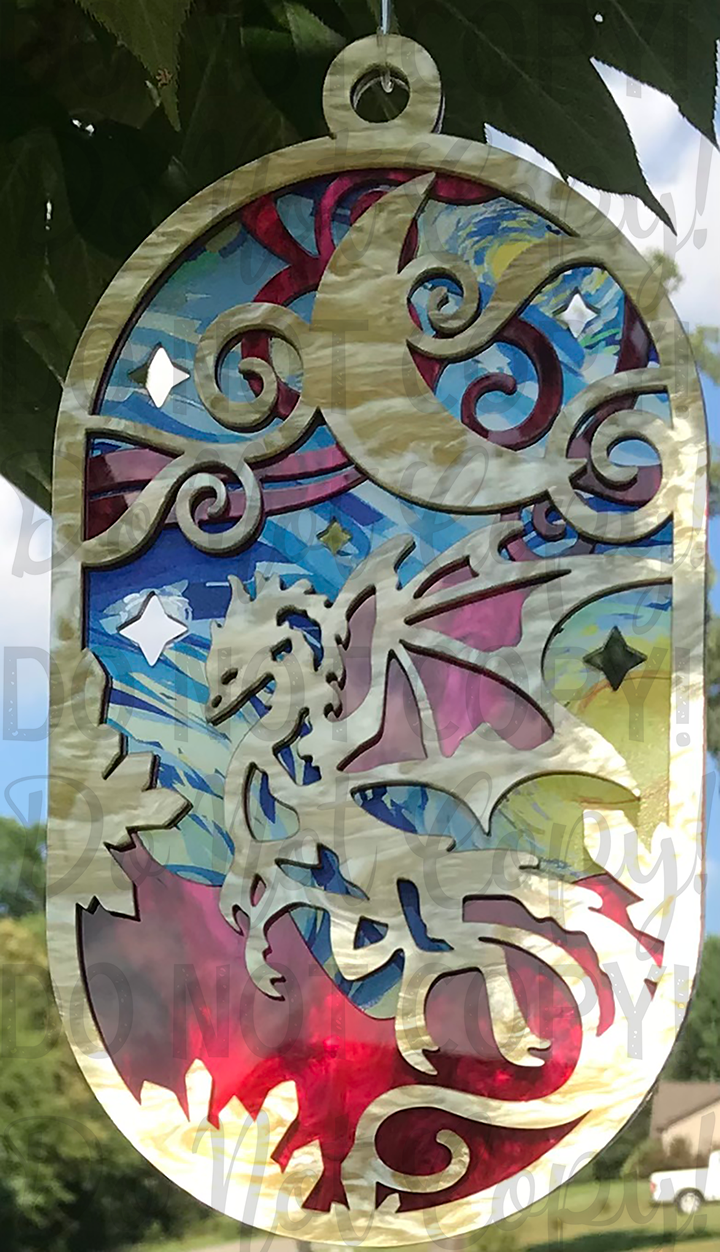 Suncatcher: Dragon - Yellow Pearl over Red Pearl