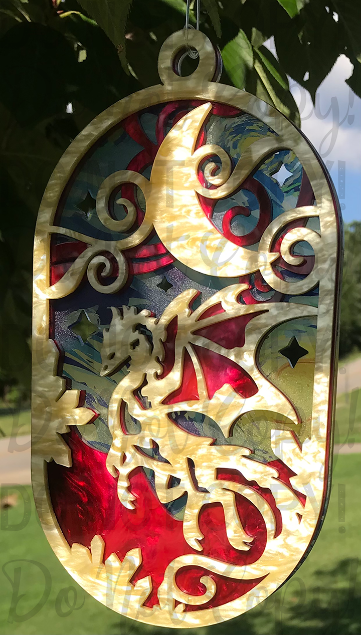 Suncatcher: Dragon - Yellow Pearl over Red Pearl