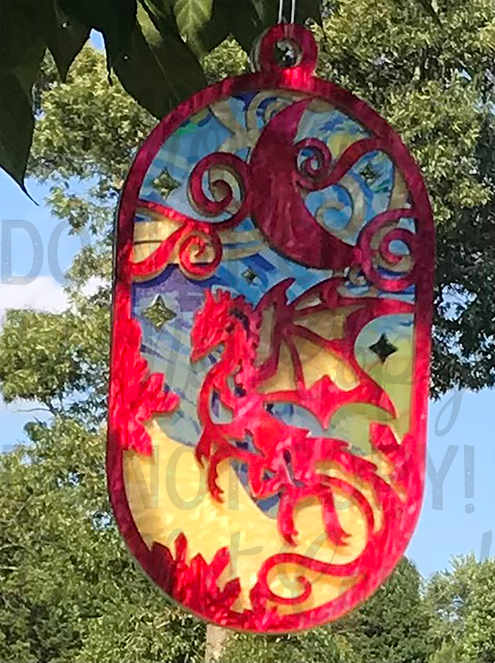 Suncatcher: Dragon - Red Pearl over Yellow Pearl