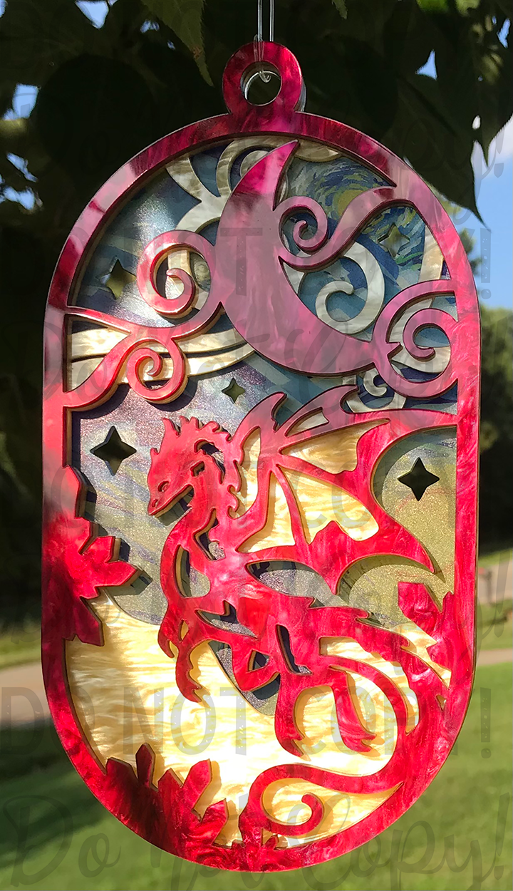 Suncatcher: Dragon - Red Pearl over Yellow Pearl