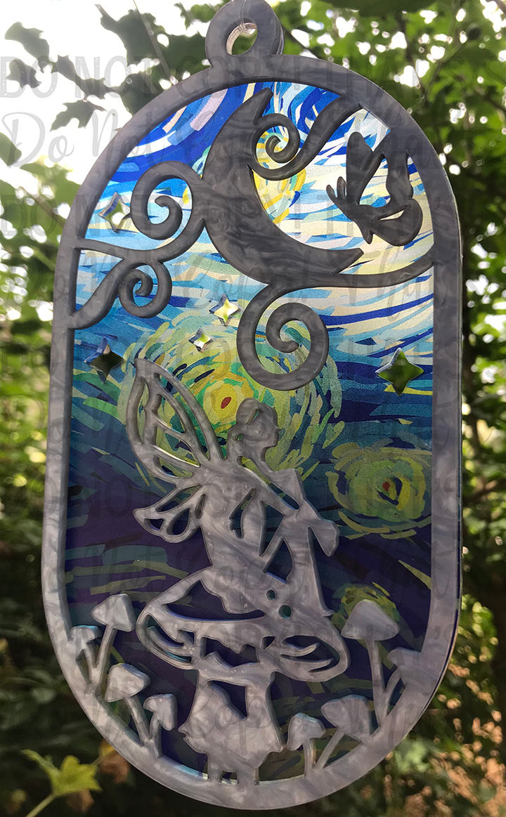 Suncatcher: Fairy - Double Light Blue Pearl