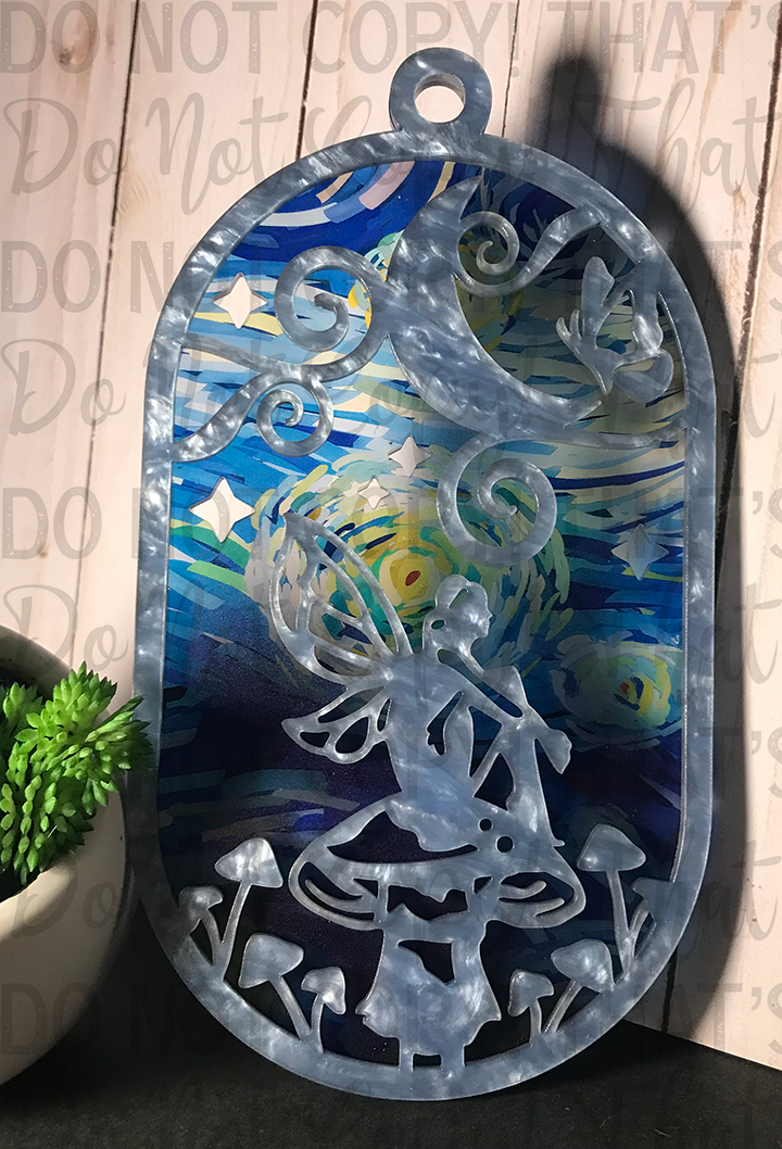 Suncatcher: Fairy - Double Light Blue Pearl