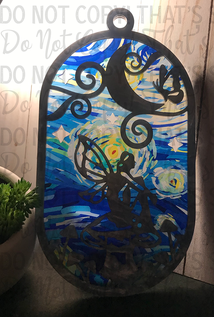 Suncatcher: Fairy - Double Light Blue Pearl
