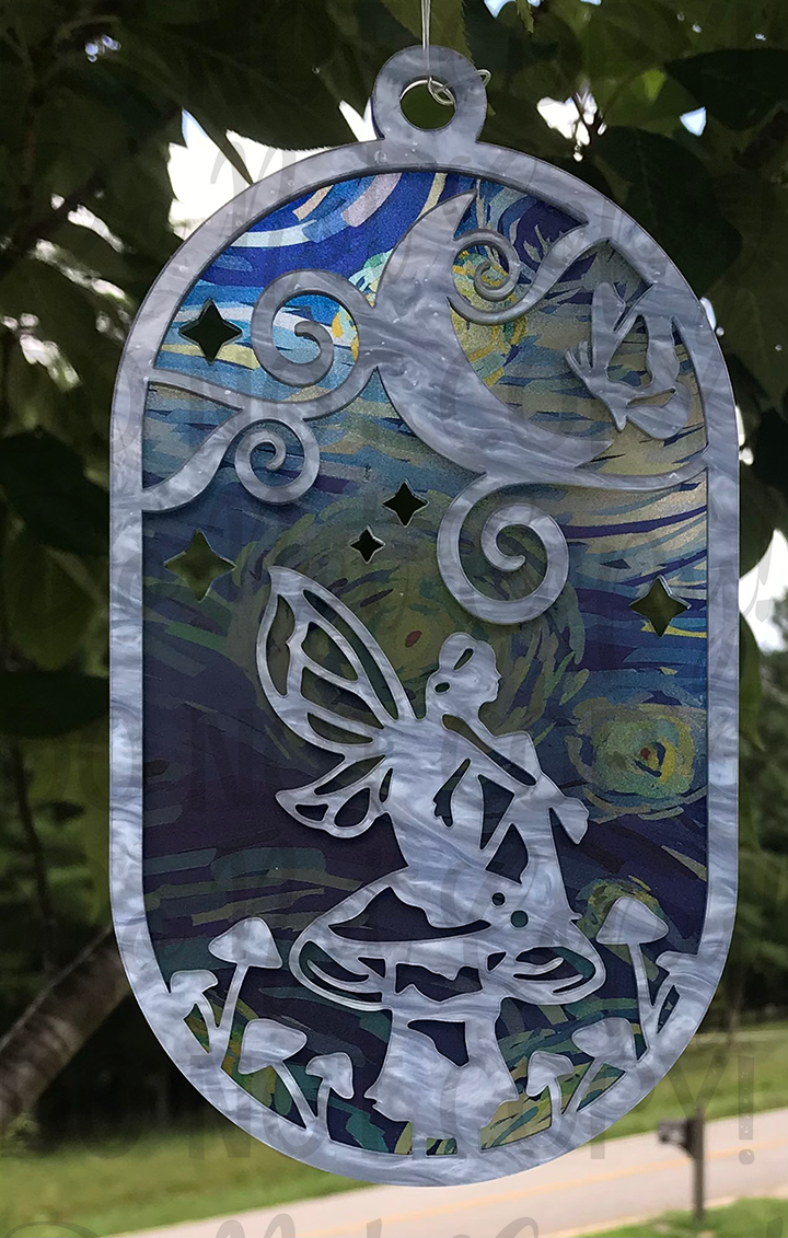 Suncatcher: Fairy - Double Light Blue Pearl