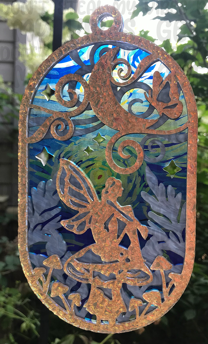Suncatcher: Fairy - Textured Iridescent over Light Blue Pearl