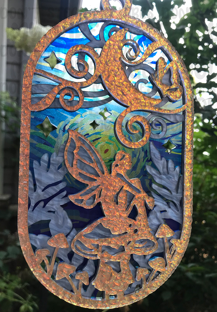 Suncatcher: Fairy - Textured Iridescent over Light Blue Pearl