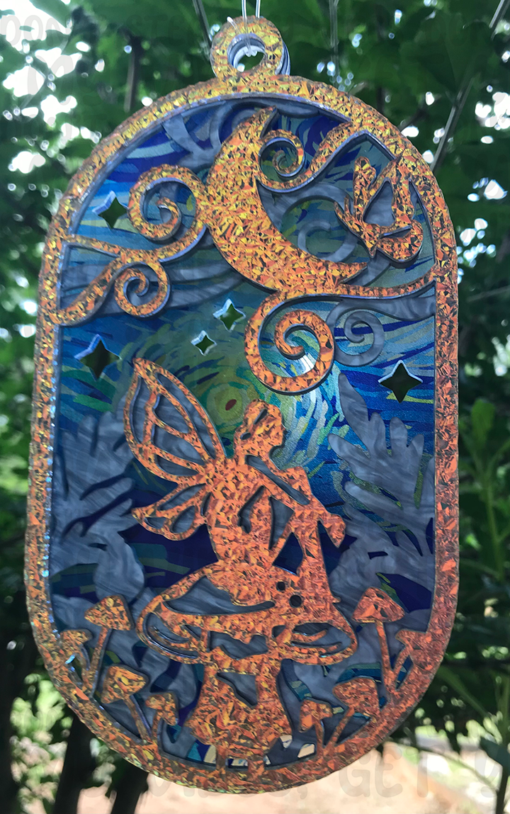 Suncatcher: Fairy - Textured Iridescent over Light Blue Pearl