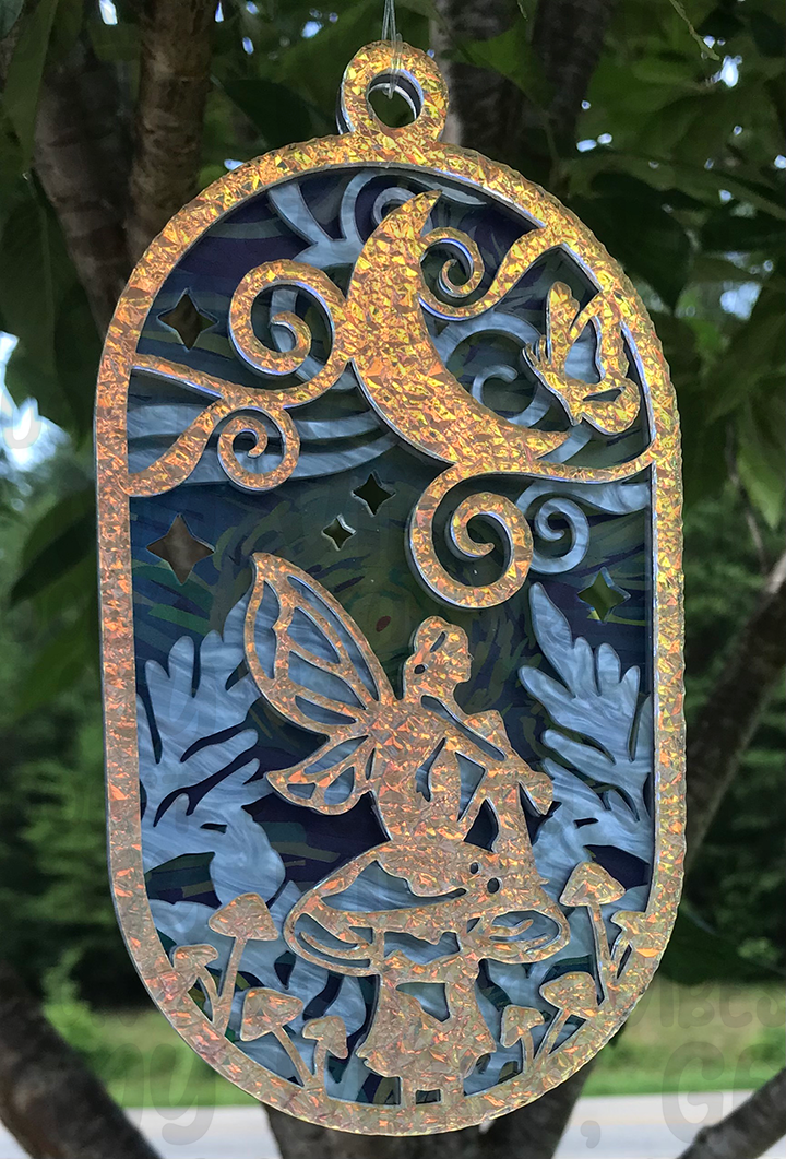 Suncatcher: Fairy - Textured Iridescent over Light Blue Pearl