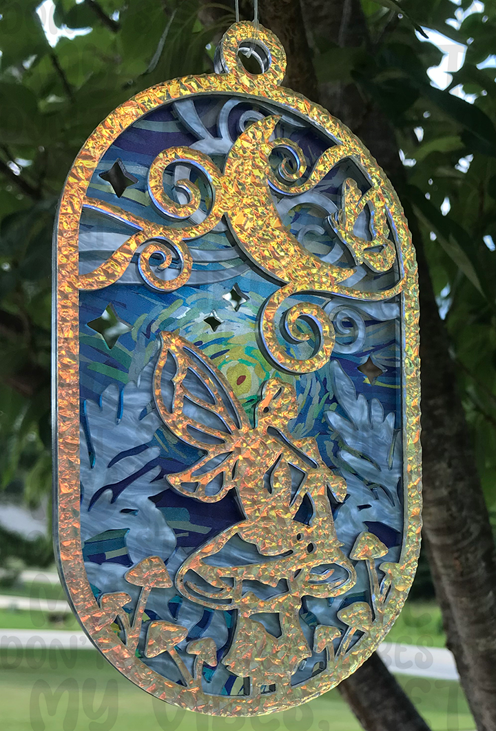 Suncatcher: Fairy - Textured Iridescent over Light Blue Pearl
