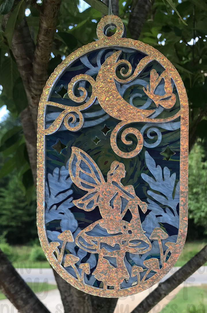 Suncatcher: Fairy - Textured Iridescent over Light Blue Pearl