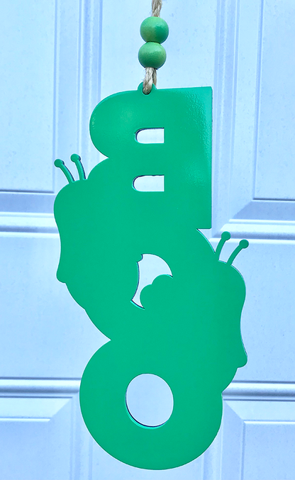 Halloween Sign:  Boo Bee - Green & Yellow Swirls