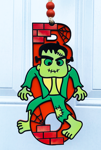 Halloween Sign:  Boo Frankenstein – Orange