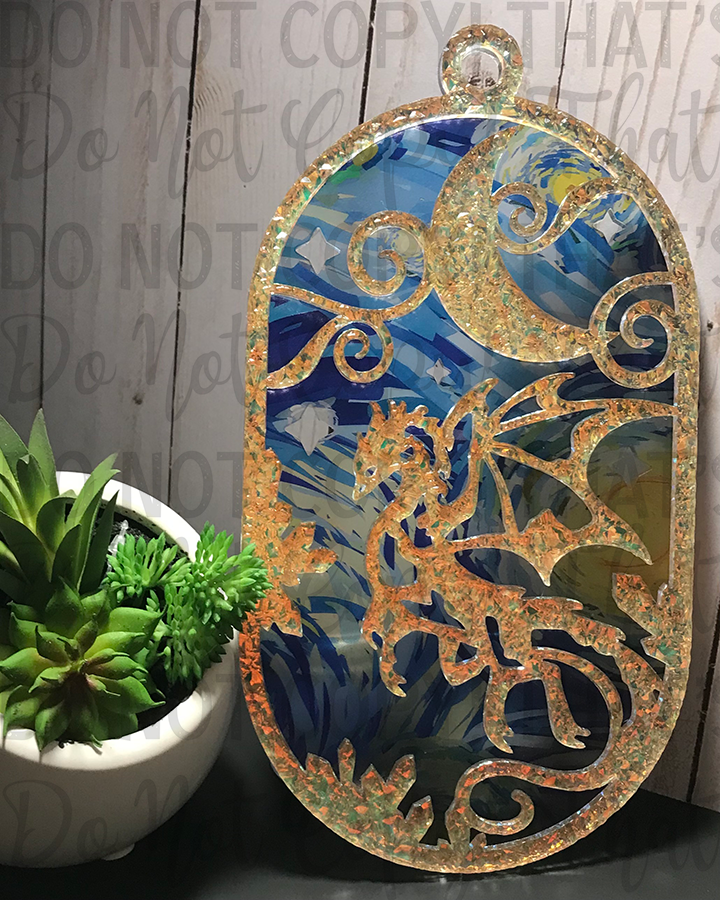 Suncatcher:  Dragon - Double Textured Iridescent