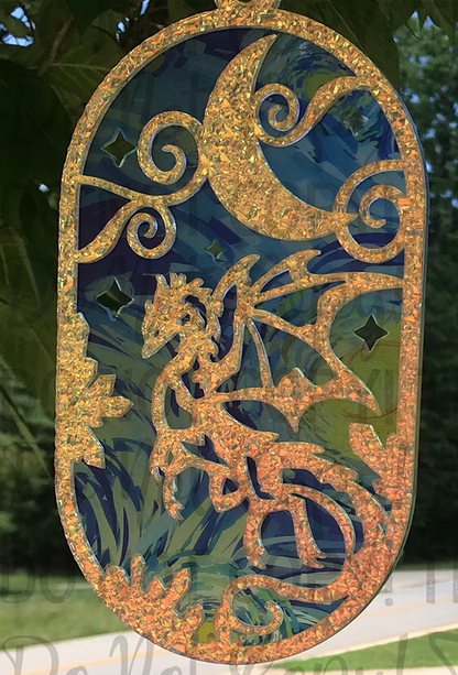 Suncatcher:  Dragon - Double Textured Iridescent