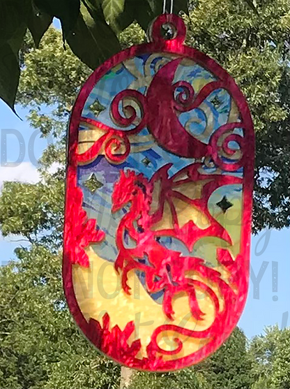 Suncatcher:  Dragon - Red Pearl over Yellow Pearl