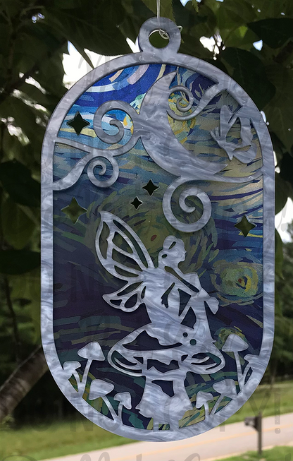 Suncatcher:  Fairy - Double Light Blue Pearl