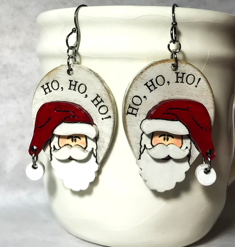 Santa:  Ho Ho Ho Earrings