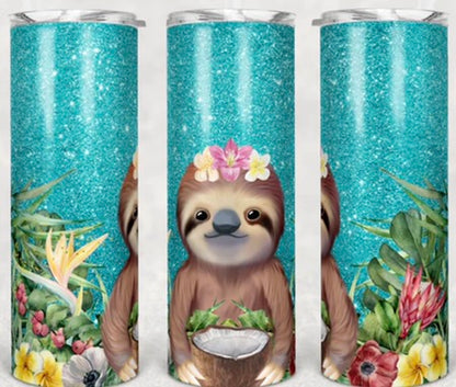 Sloth Blue Glitter (IBt) 20 oz Skinny Tumbler