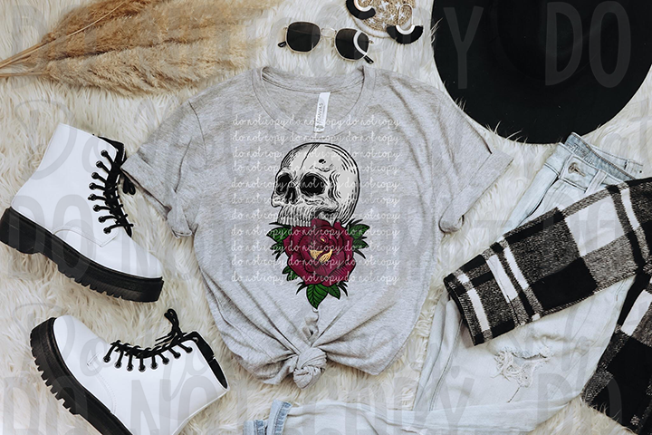 Skull w/ Red & Yellow Roses (MMD)